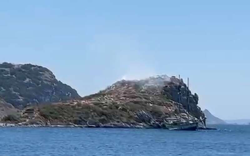 Bodrum'da Tavşan Adası'nda Yangın Paniği: Ekipler Kısa Süred