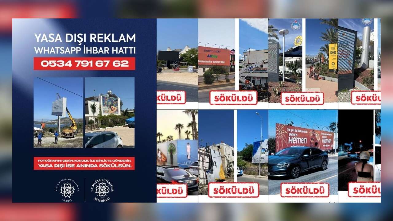 Muğla Büyükşehir Reklam A.Ş. Kaçak Reklam Panolarına Savaş Açtı: WhatsApp İhbar Hattı Devrede