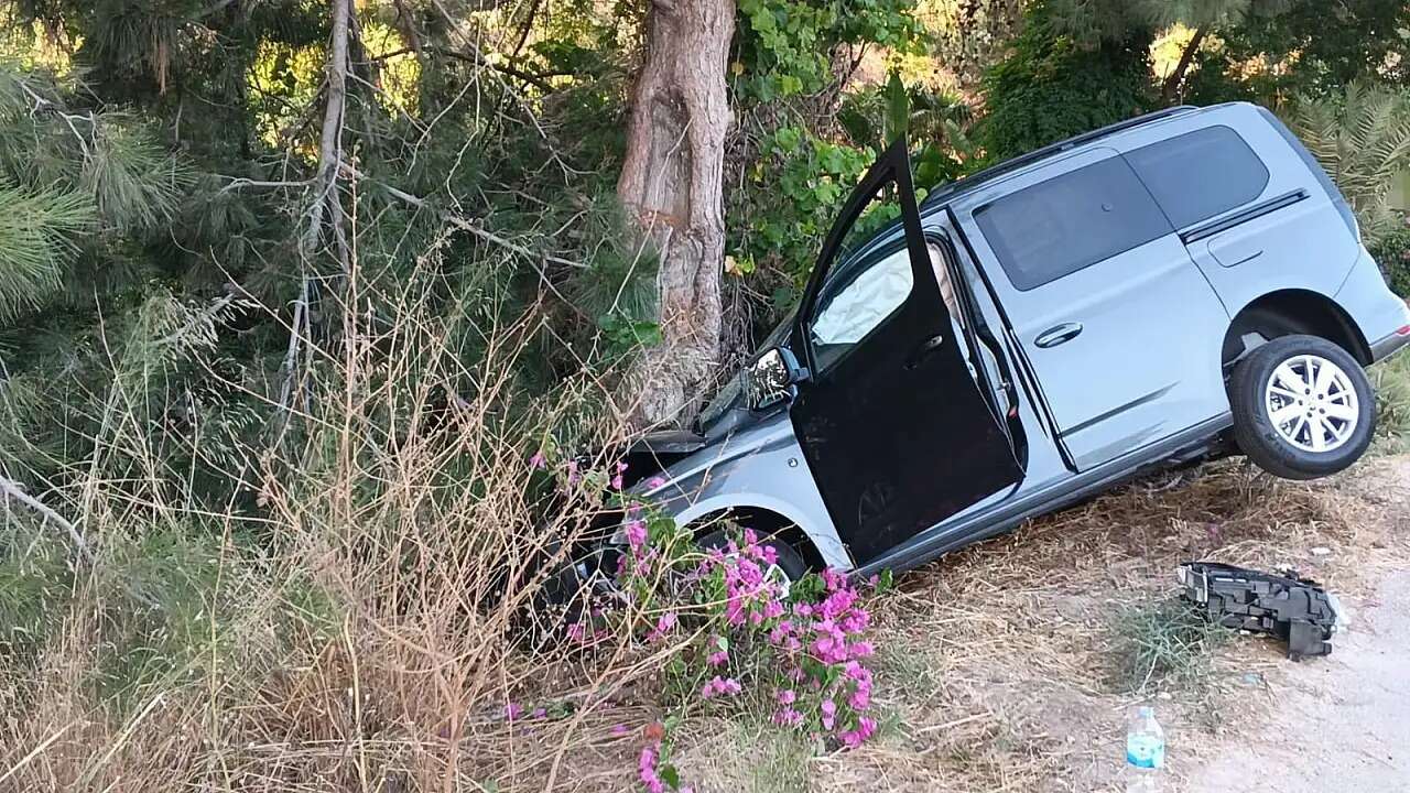 Muğla'da Otomobil Ağaca Çarparak Durabildi