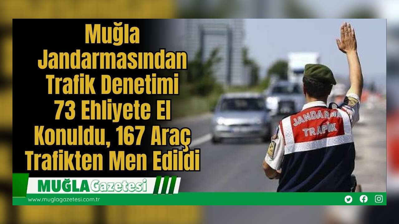 Muğla Jandarmasından Trafik Denetimi: 73 Ehliyete El Konuldu, 167 Araç Trafikten Men Edildi