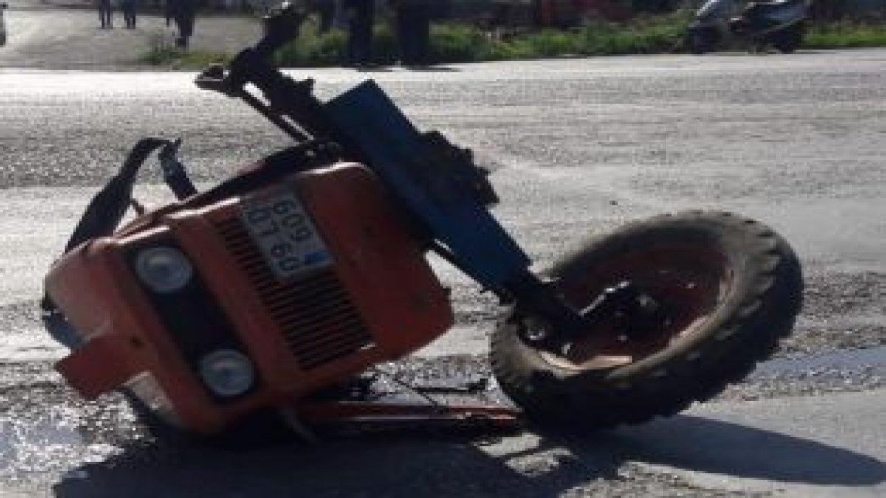 Traktör ikiye bölündü, yara almadan kurtuldu