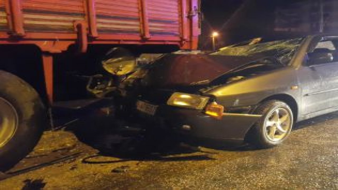 Park halindeki tıra çarptı: 1 yaralı