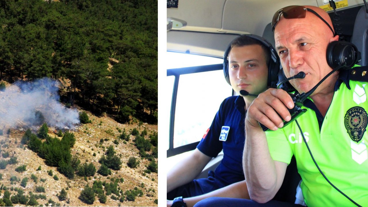 Trafik Helikopteri İlk Uçuşunda  Orman Yangını İle Karşılaştı