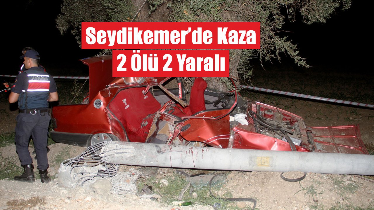 Seydikemer'de  Otomobil Elektrik Direğine çarptı: 2 ölü, 2 yaralı