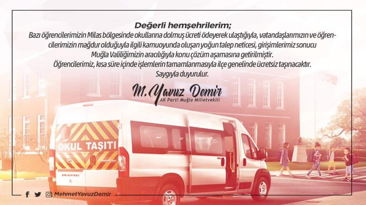 Öğrenciler Okullarına Ücretsiz Ulaşacak