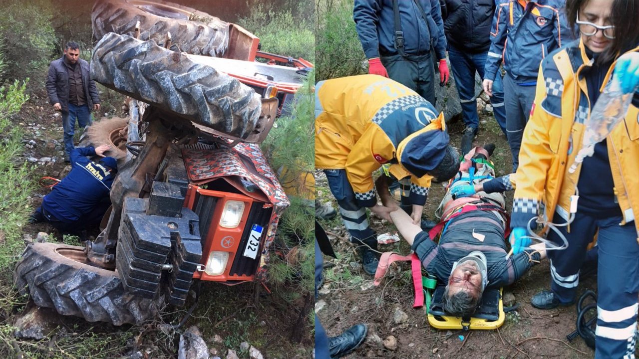 Traktör Devrildi: 2 Yaralı