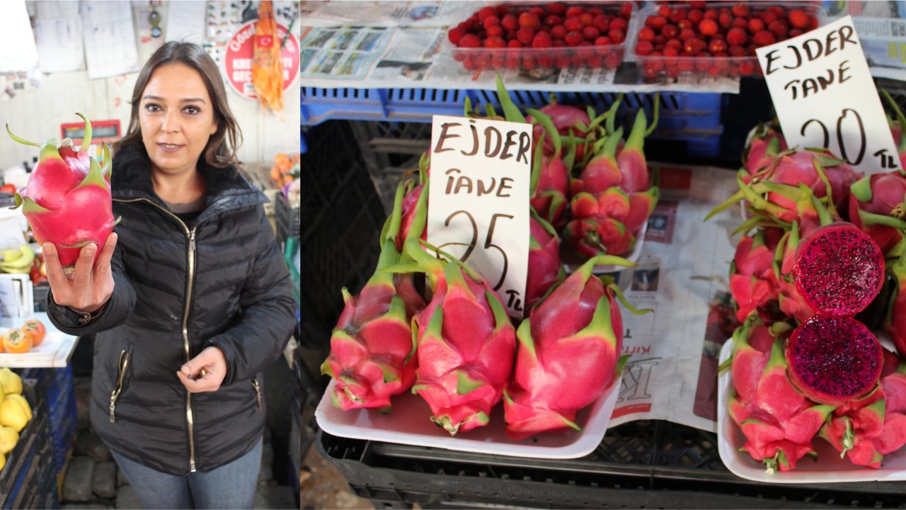 Pazarda Ejder Meyvesini Gören Hayrete Düşüyor