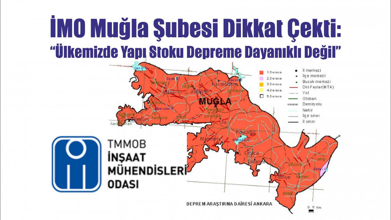 İMO Muğla Şubesi Dikkat Çekti:  “Ülkemizde Yapı Stoku Depreme Dayanıklı Değil”