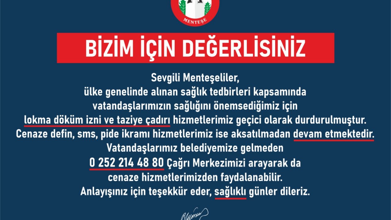 Lokma döküm izni ve taziye çadırı hizmetleri durduruldu