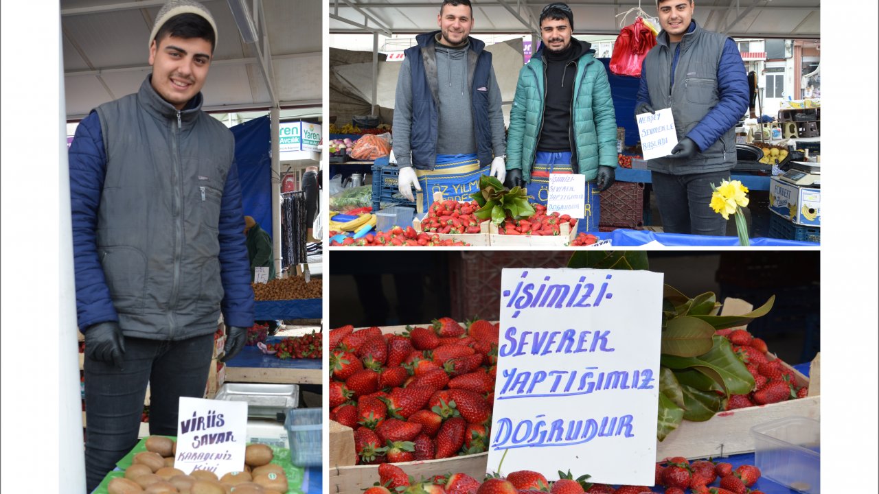 Pazarcı kardeşlerin tezgâhı yüz güldürüyor