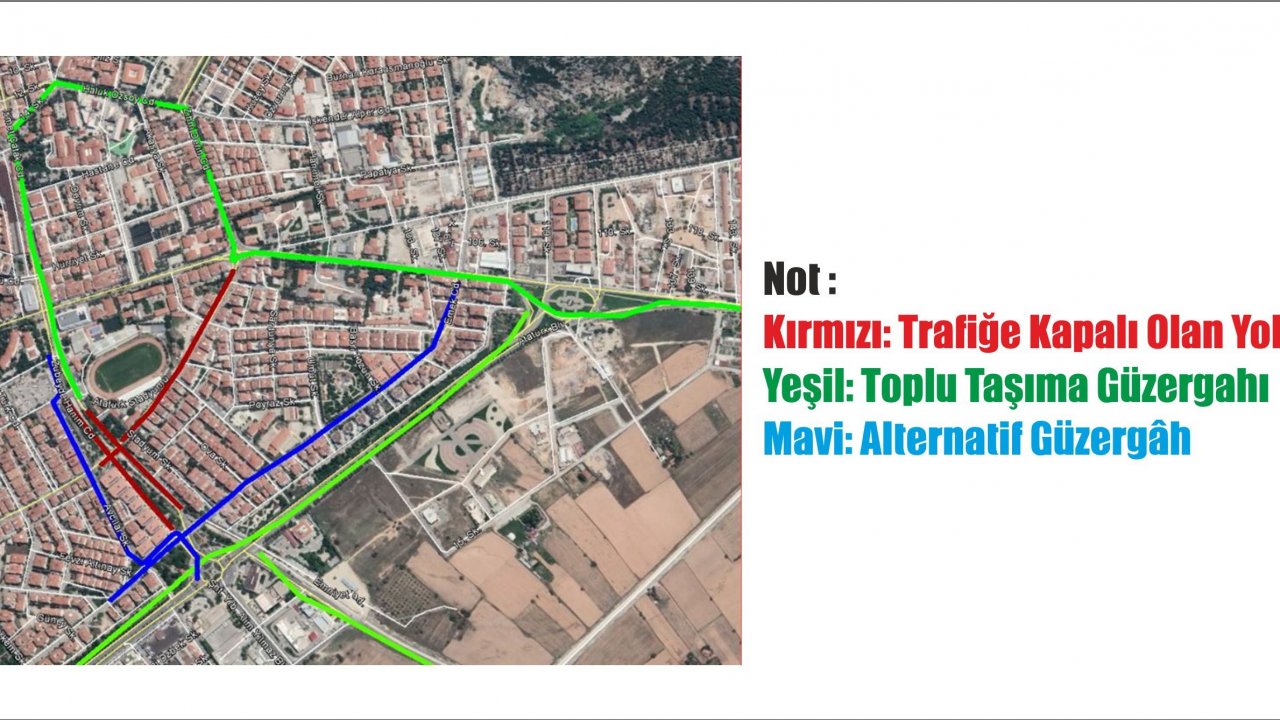 Yol çalışmaları nedeniyle toplu taşımada güzergah değişikliği