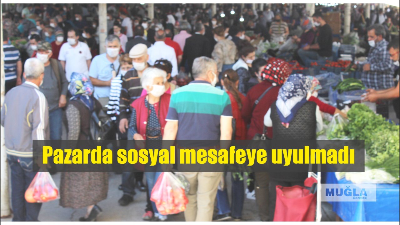 Pazarda sosyal mesafeye uyulmadı