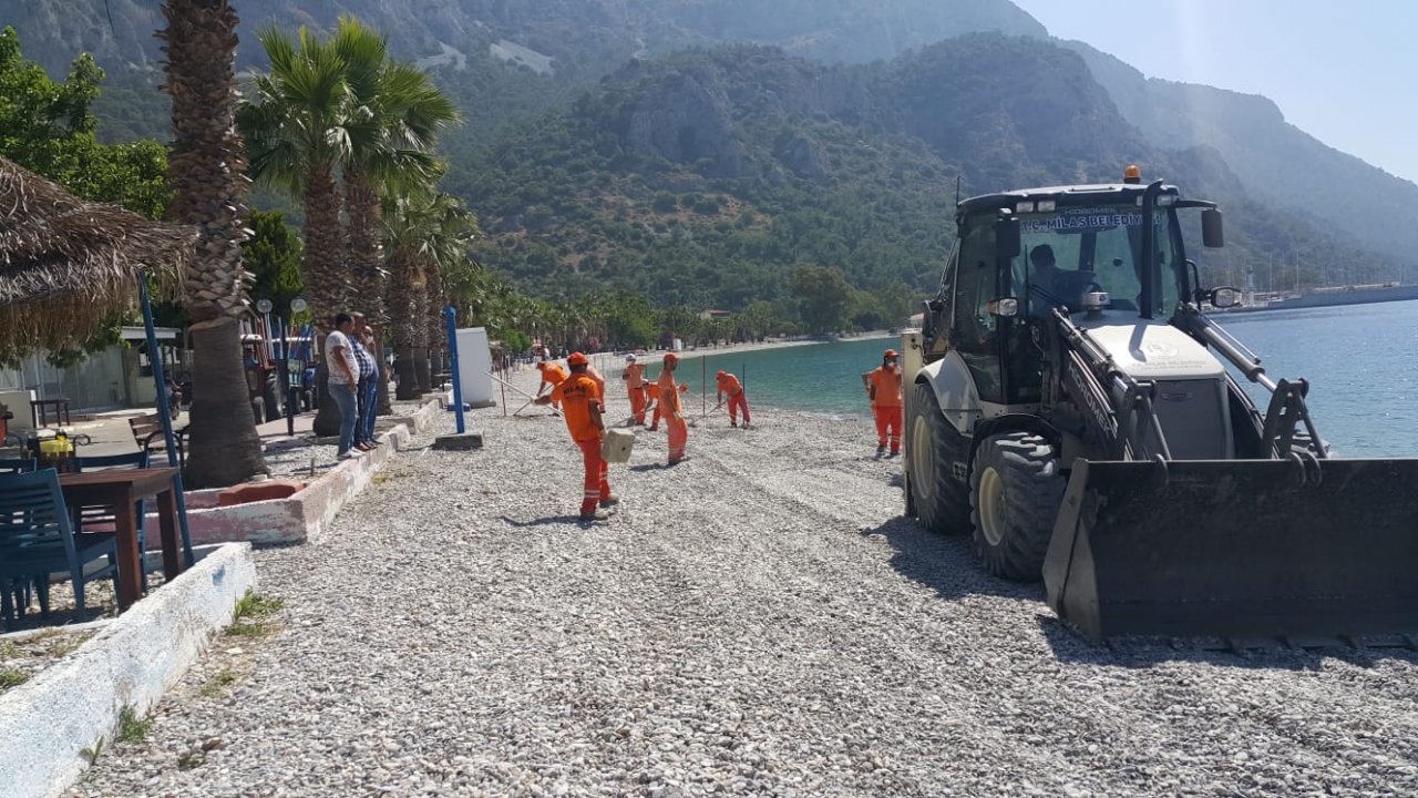 Milas sahilleri sezona hazırlanıyor