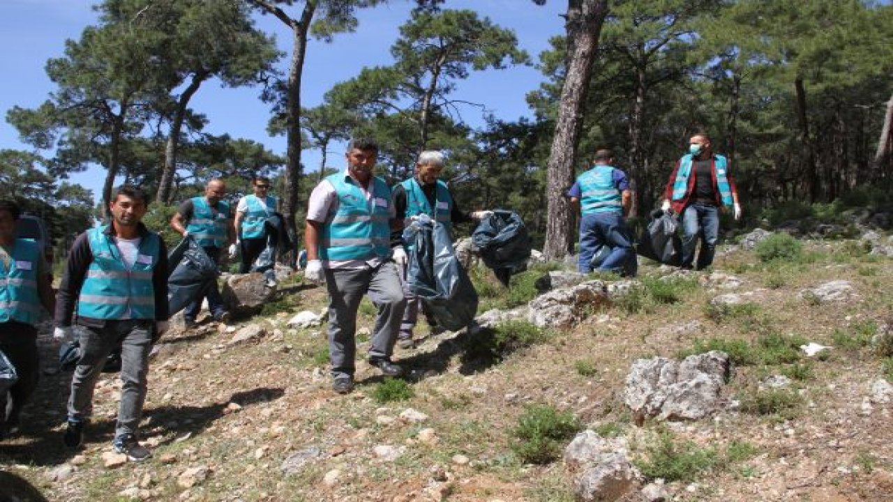 Hükümlüler tarihi Likya yolunda çevre temizliği yaptı