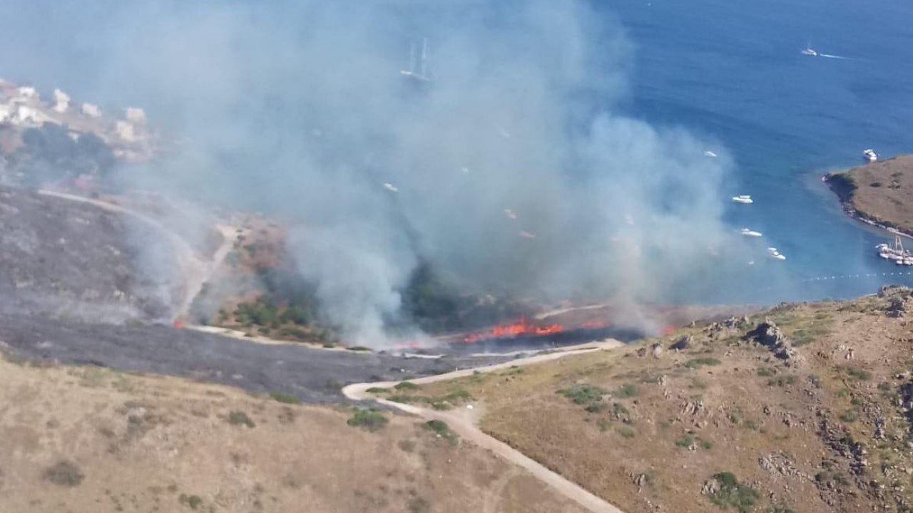 Bodrum’da otluk yangını