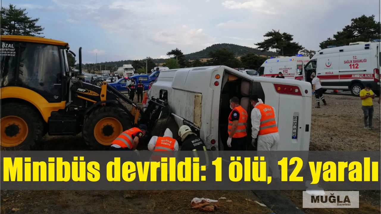 Minibüs devrildi: 1 ölü, 12 yaralı