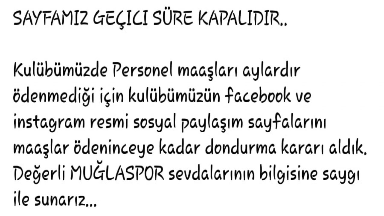 Muğlaspor'da maaş krizi