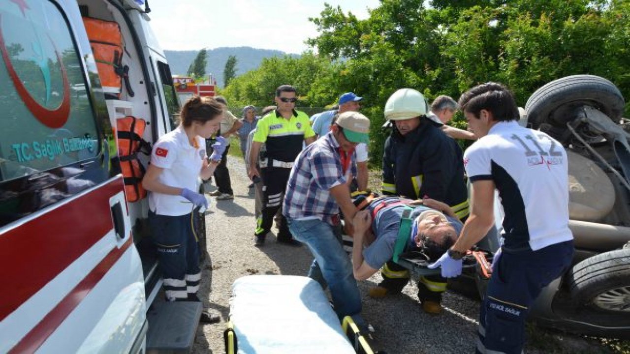 Ortaca'da takla atan otomobilin sürücüsü yaralandı