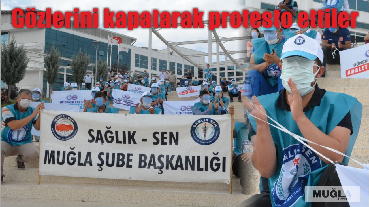 Gözlerini kapatarak protesto ettiler