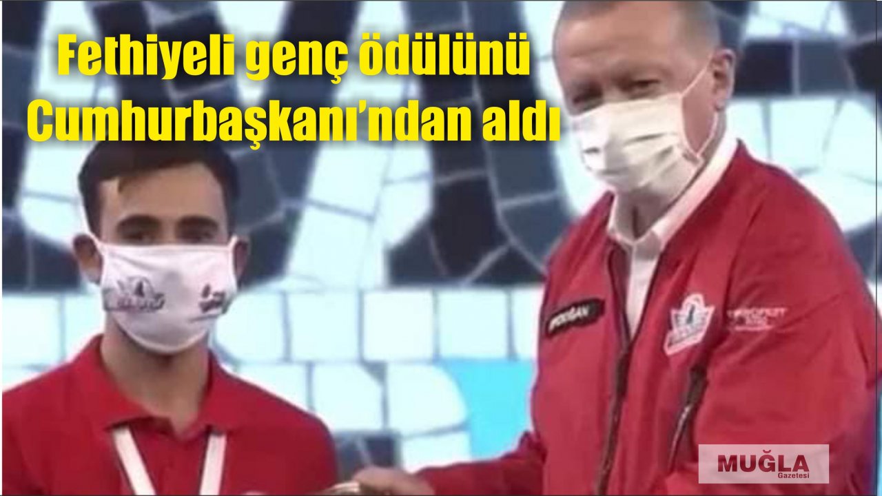 Fethiyeli genç ödülünü Cumhurbaşkanı’ndan aldı
