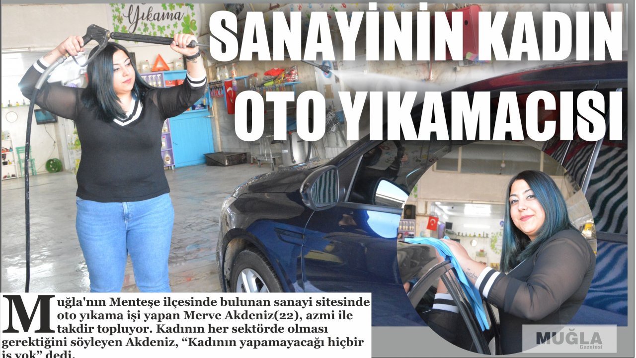 Sanayinin kadın oto yıkamacısı