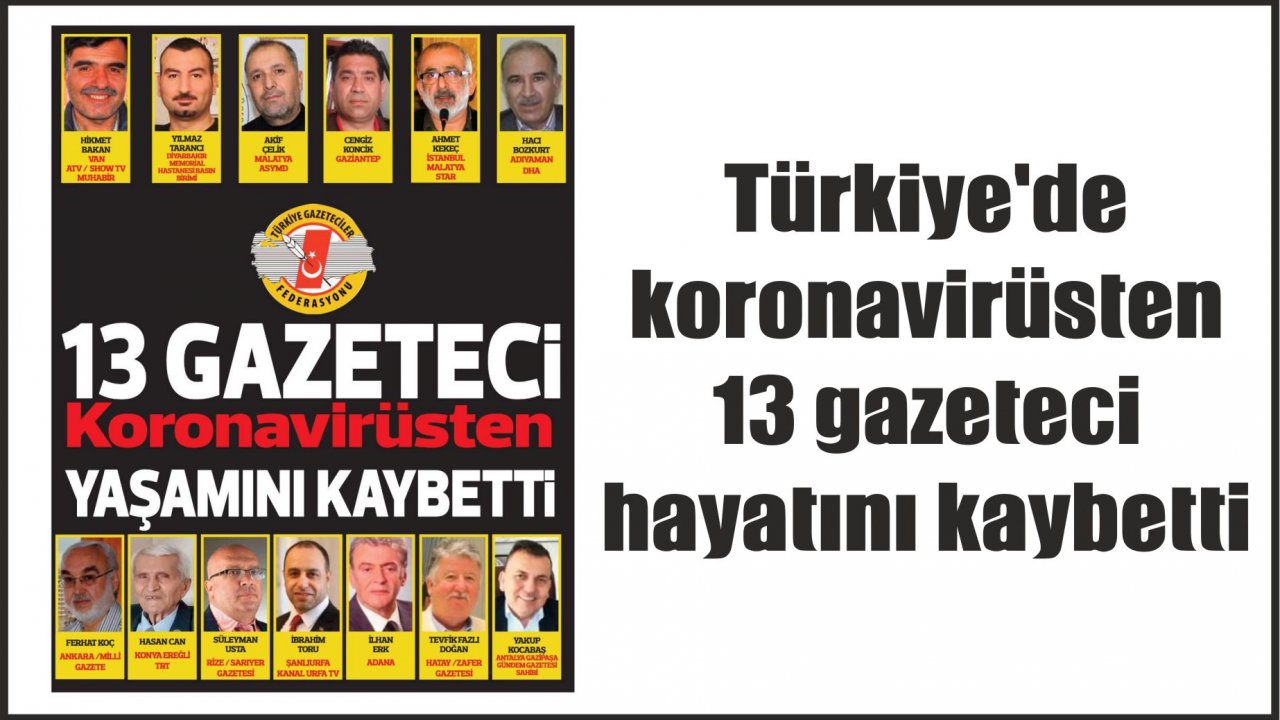Türkiye’de koronavirüsten 13 gazeteci hayatını kaybetti