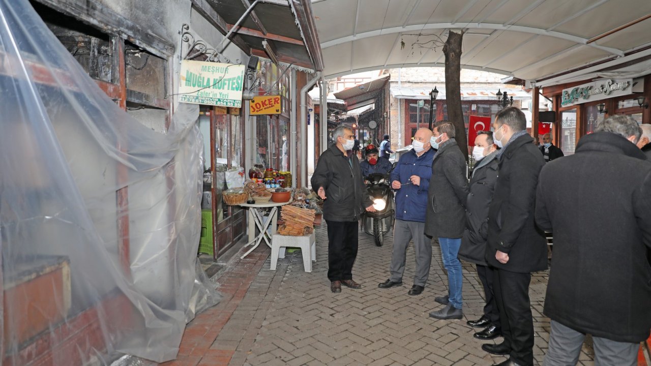 Yangında zarar gören işyerlerine destek