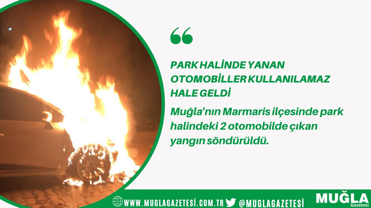 Park halinde yanan otomobiller kullanılamaz hale geldi