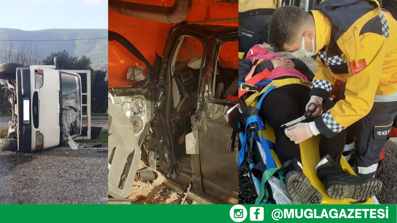 Muğla'da minibüsle kamyonet çarpıştı: 4 yaralı