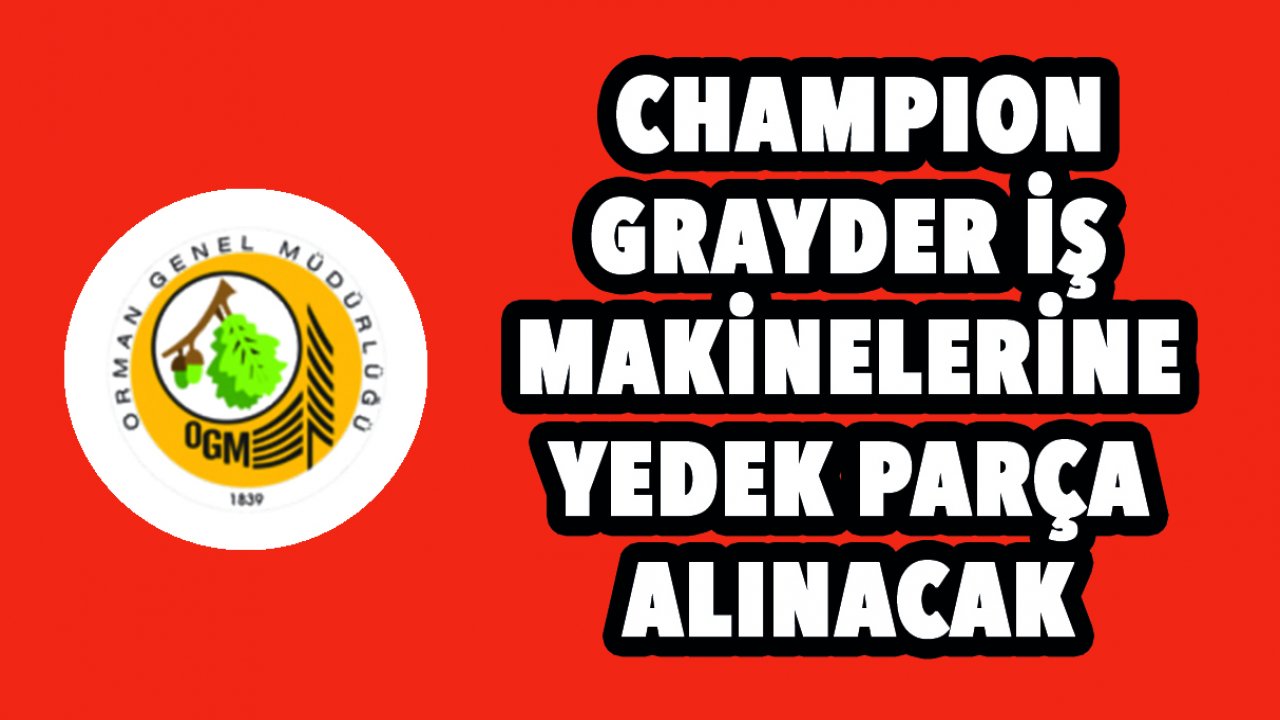 Champion Grayder iş makinelerine yedek parça alınacak