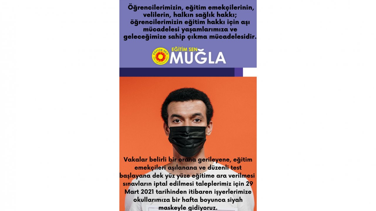 Eğitim Sen Muğla’dan siyah maskeli protesto