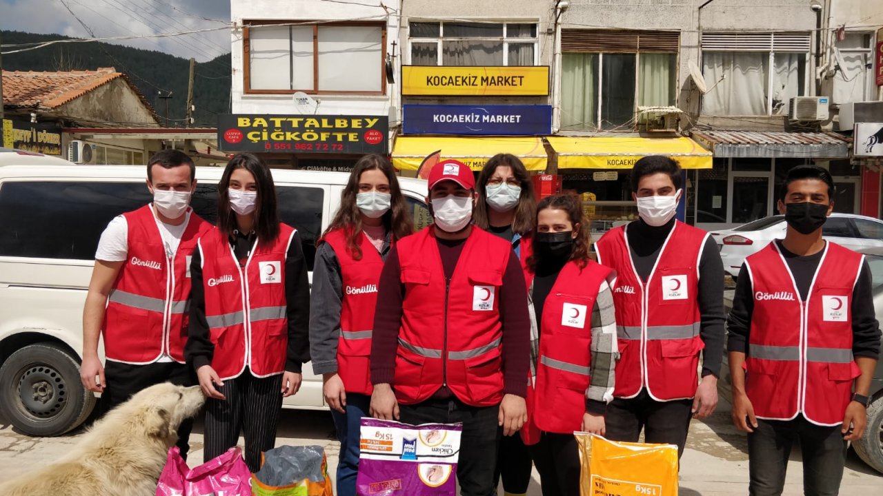 Kızılay gönüllüleri, hayvanlarını unutmadı