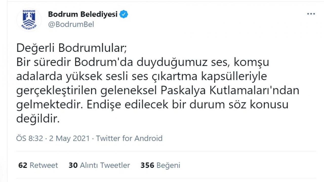 Bodrum Belediyesi'nden yüksek sesle ilgili açıklama