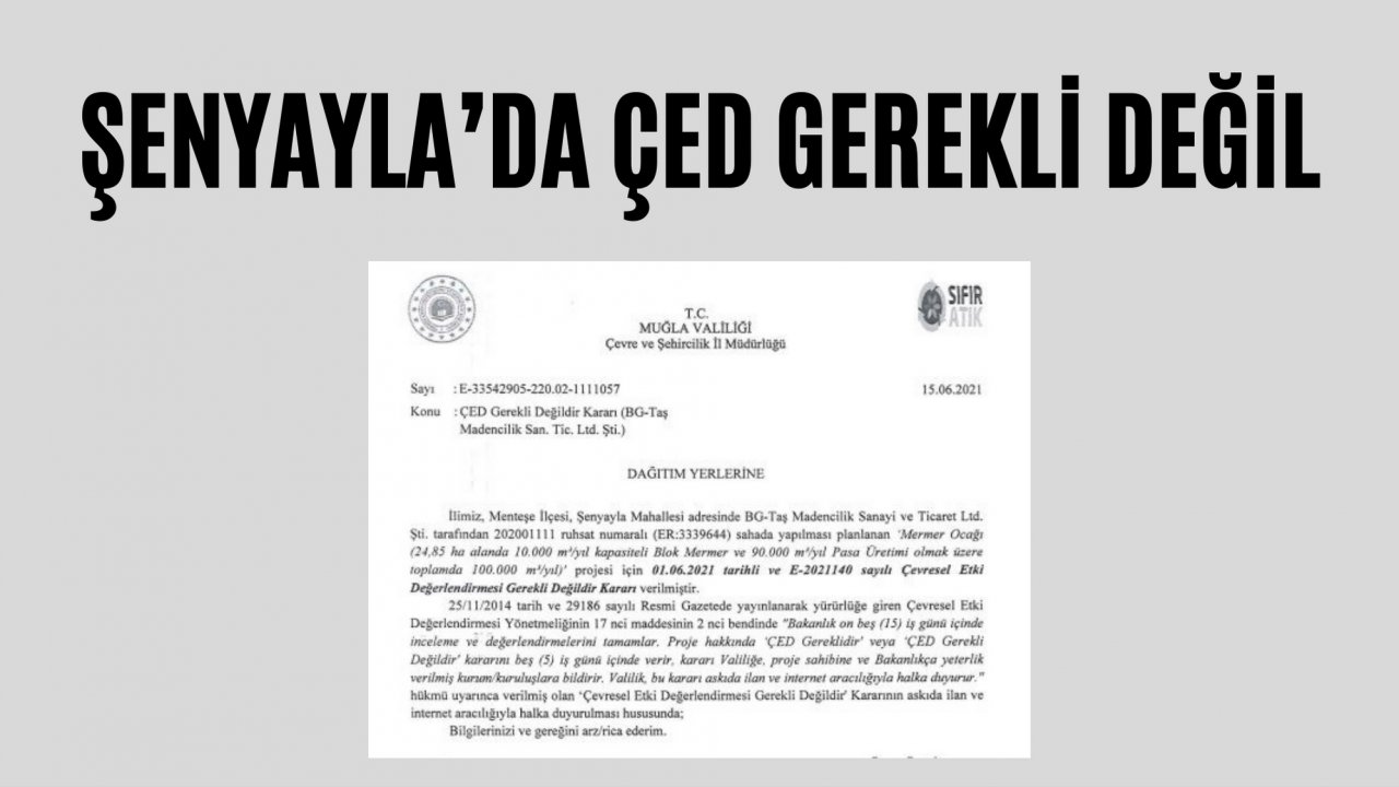 ŞENYAYLA’DA ÇED GEREKLİ DEĞİL