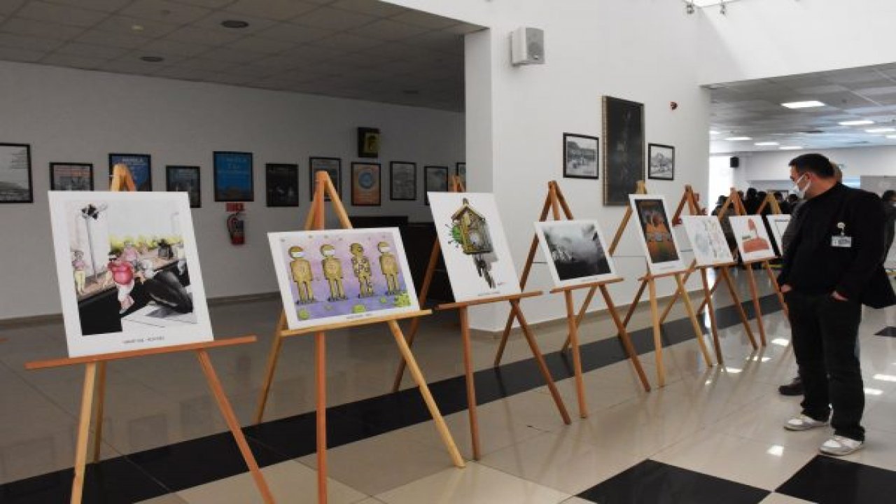 ULUSLARARASI KARİKATÜR YARIŞMASINDA DERECEYE GİRENLERE ÖDÜLLERİ VERİLDİ