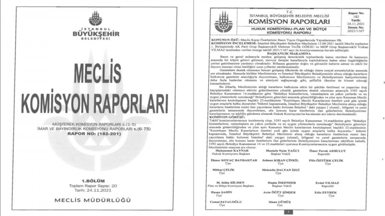 MECLİS KARAR ÖZETLERİ GAZETELER ARACILIĞIYLA KAMUOYUNA DUYURULACAK