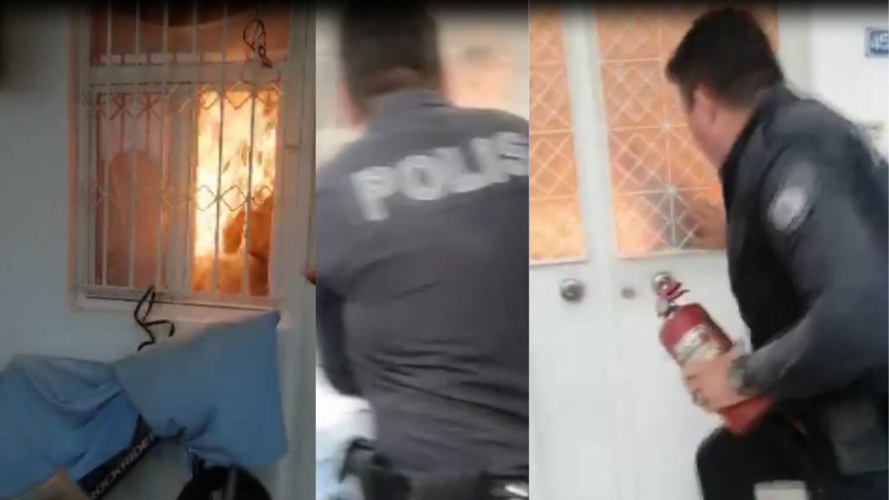 BODRUM'DA KADININ OĞLU TARAFINDAN REHİN ALINDIĞI EVDE ÇIKAN YANGINI POLİS SÖNDÜRDÜ