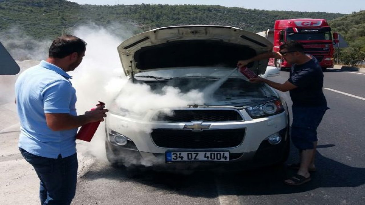 Seyir halindeki cip alev aldı