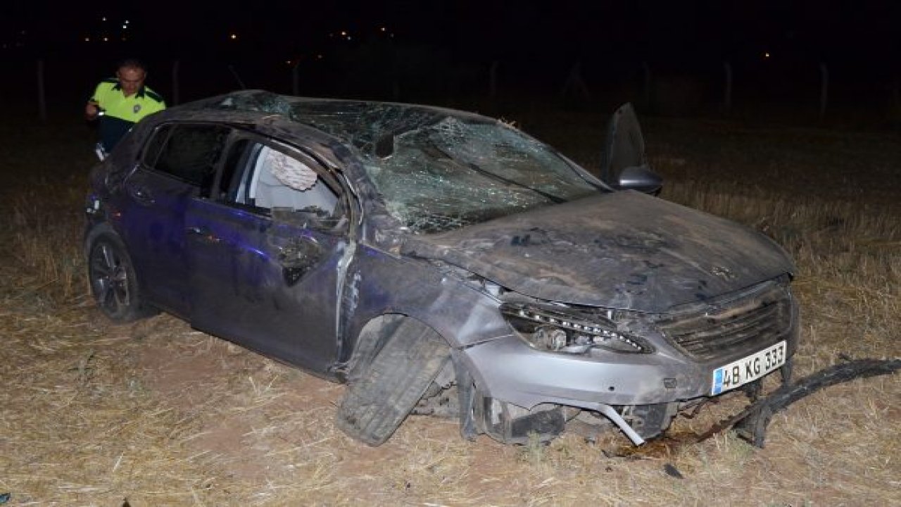 Kontrolden çıkan araç tarlaya uçtu