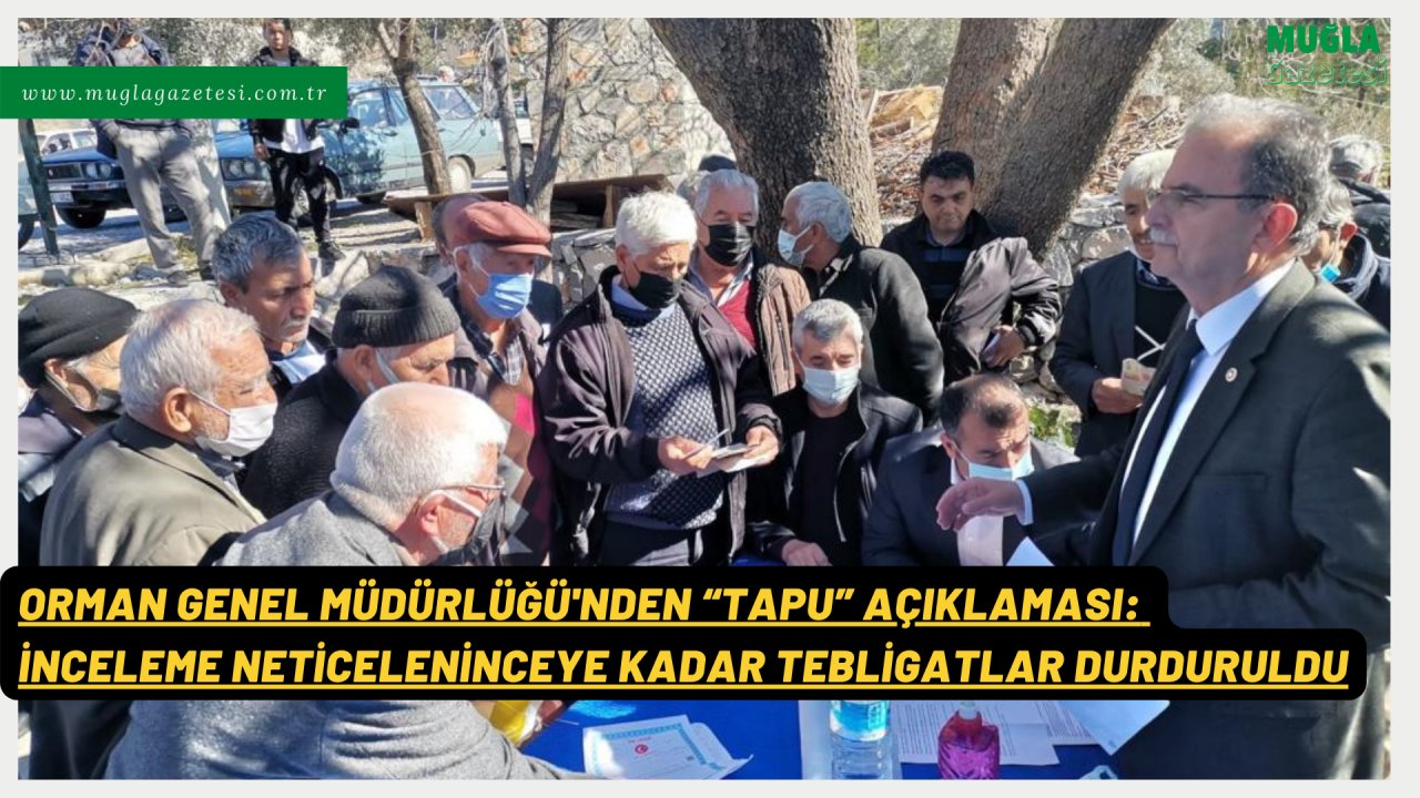 ORMAN GENEL MÜDÜRLÜĞÜ'NDEN “TAPU” AÇIKLAMASI:  İNCELEME NETİCELENİNCEYE KADAR TEBLİGATLAR DURDURULDU