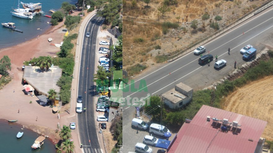 MARMARİS’TE HELİKOPTERLE TRAFİK DENETİMİ YAPILDI