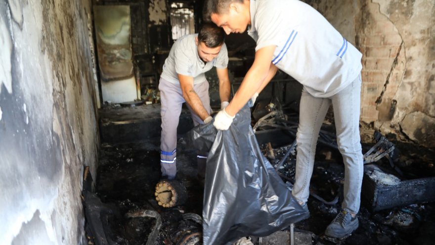 BELEDİYE EKİPLERİ YANGINZEDELERİN YANINDA