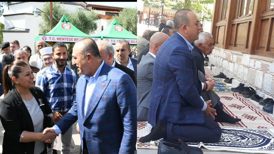 BAKAN ÇAVUŞOĞLU CUMA NAMAZINI BAHÇEDE KILDI