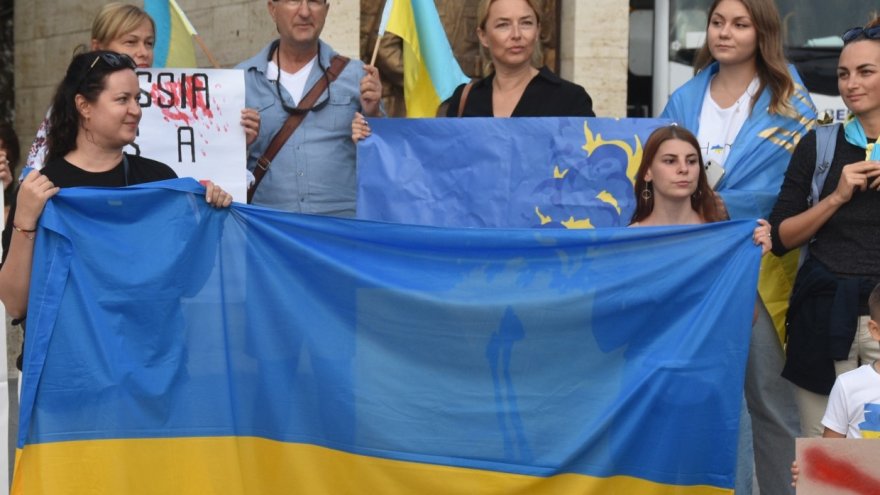 Bodrum'da yaşayan Ukraynalılar Rusya'yı protesto etti