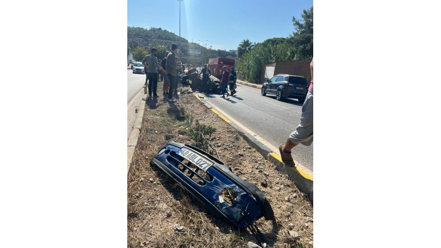 Devrilen otomobilin sürücüsü ağır yaralandı