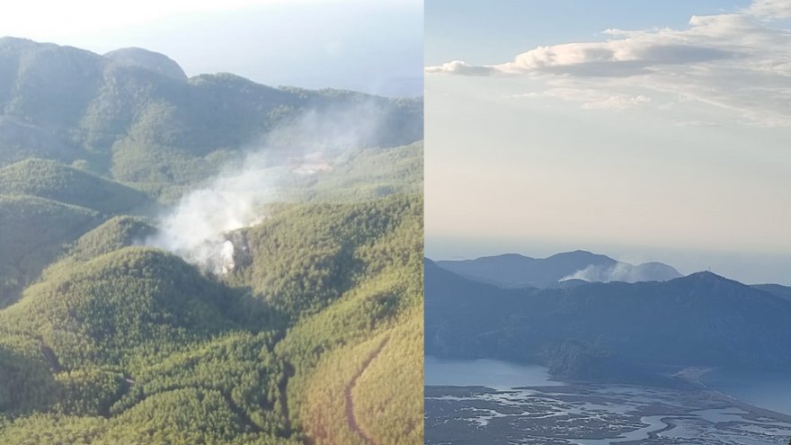 Dalaman'daki orman yangınına havadan ve karadan müdahale ediliyor