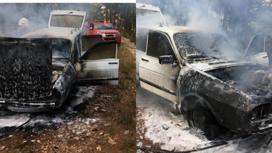 Seyir halindeki otomobilde çıkan yangın söndürüldü