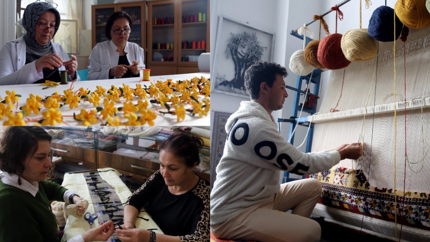 Geleneksel motifleri asırlık tezgahlarda geleceğe aktarılıyor