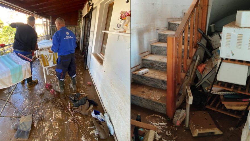 Ekipler su basan evlerde temizlik yaptı