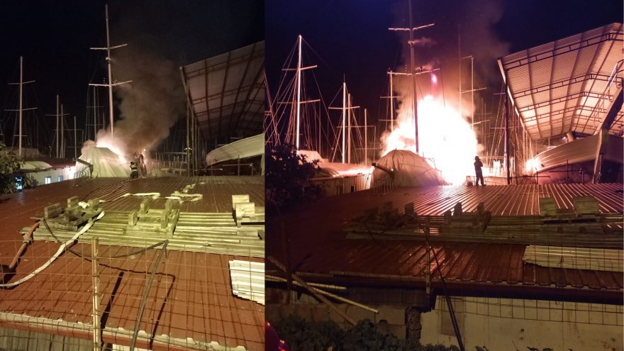 Fethiye'de yangın çıkan tekne kullanılamaz hale geldi